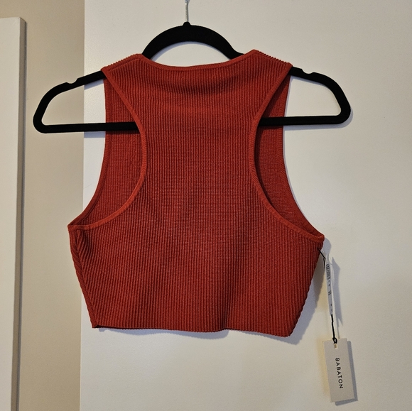 NWT // Babaton Rory Sculpt Knit Racer Ribbed Tank - Miracle Red - Picture 2 of 7